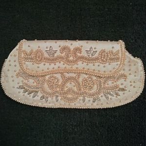 Vintage hand beaded silk collectible clutch purse made in Japan